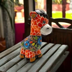Talavera Giraffe Planter | Small Hand-Painted Succulent Statue