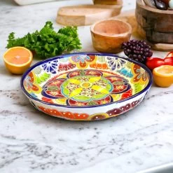 Talavera Round Serving Plate | Hand-Painted Mexican Pottery