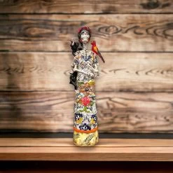 Talavera Skeleton Woman | Handmade Day Of The Dead Pottery (Medium)