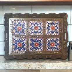 Talavera Tile Serving Tray | Handmade Mexican Tray (Medium)
