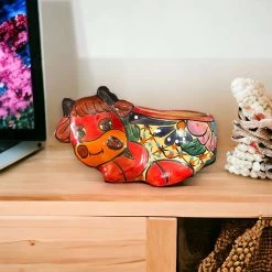 Talavera Cow Planter | Hand-Painted Mexican Ceramic Animal Pot -Pottery And Glassware Vibrant Talavera Cow Planter Mexican Hand Painted Ceramic Art Medium