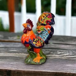 Talavera Rooster Statue | Large Hand-Painted Ceramic Decor