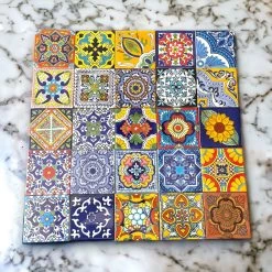 WHOLESALE Box Of 90 Colorful Hand Painted Mexican Talavera Tiles | 4" Square