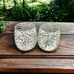White Pebbled Wine Glass | Hand-Blown Mexican Stemless Glassware -Pottery And Glassware artisan handcrafted stemless wine glasses elegant white pebbled design 12 oz