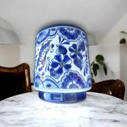 Artisan Talavera Planter | Blue & White Mexican Flower Pot -Pottery And Glassware artisan talavera blue white flower pot
