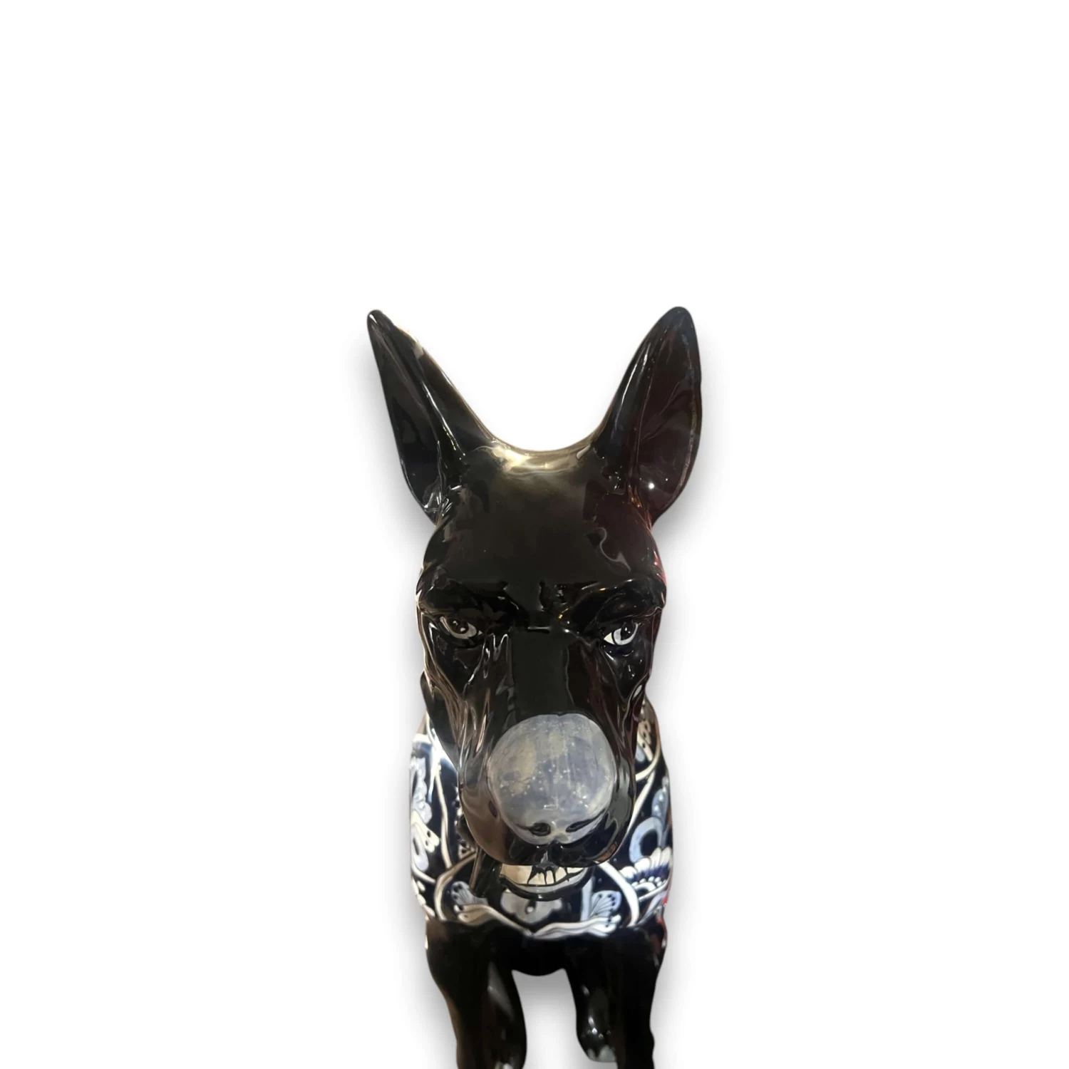 Blue & White Talavera Dog Statue | Handmade Ceramic Art 5 Blue & White Talavera Dog Statue | Handmade Ceramic Art - Image 5