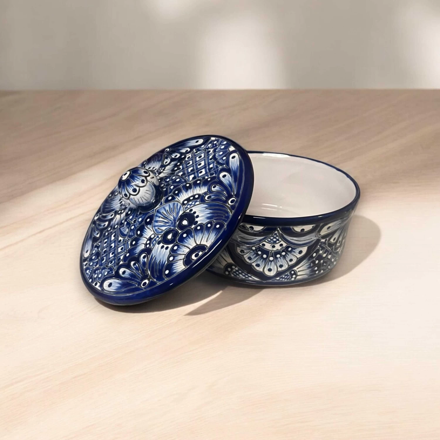 Blue & White Talavera Tortilla Warmer | Handmade Mexican Kitchenware 2 Blue & White Talavera Tortilla Warmer | Handmade Mexican Kitchenware - Image 2