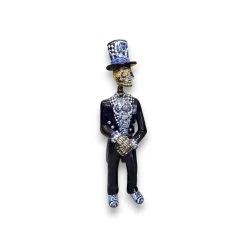 Blue & White Talavera Catrin Statue | Day Of The Dead Figurine -Pottery And Glassware blue white talavera catrin statue day of dead