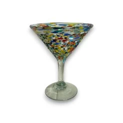Confetti Pebbled Martini Glass | Hand-Blown Mexican Barware -Pottery And Glassware confetti pebbled martini glass mexican handcrafted