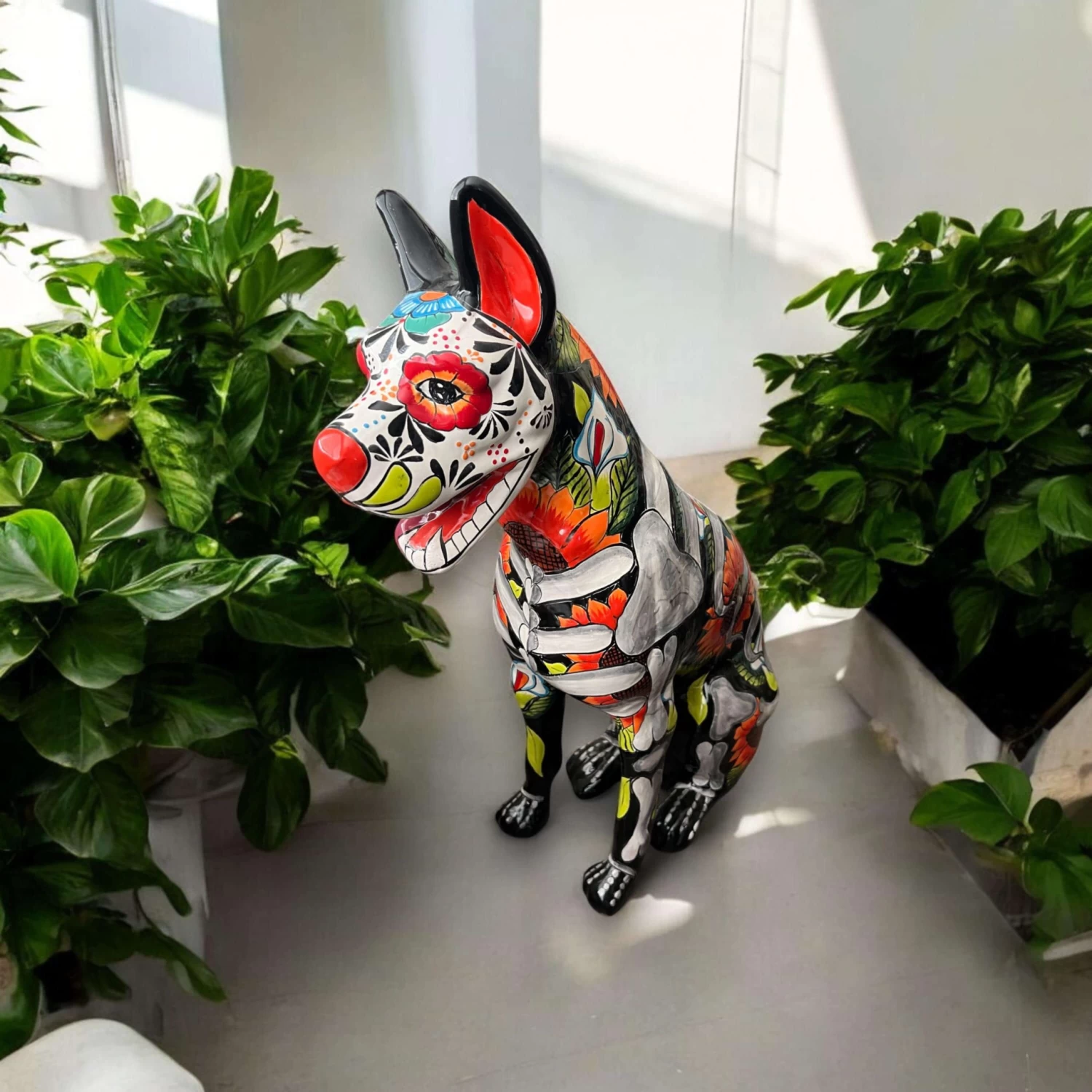 Day Of The Dead Talavera Dog Statue | Vibrant Mexican Ceramic Sculpture 1 Day Of The Dead Talavera Dog Statue | Vibrant Mexican Ceramic Sculpture