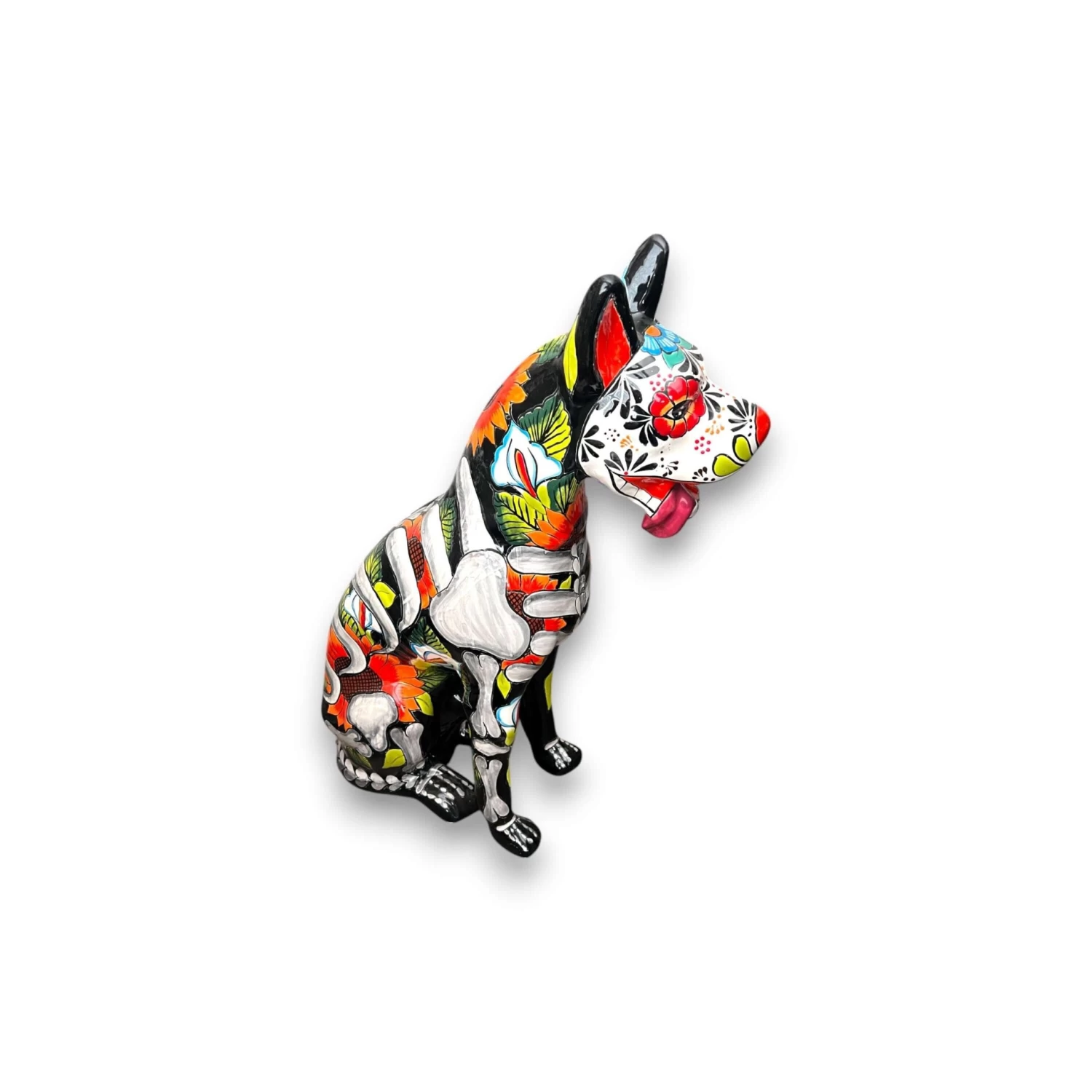 Day Of The Dead Talavera Dog Statue | Vibrant Mexican Ceramic Sculpture 4 Day Of The Dead Talavera Dog Statue | Vibrant Mexican Ceramic Sculpture - Image 4