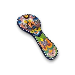 Hand-Painted Talavera Spoon Rest | Colorful Mexican Kitchen Decor -Pottery And Glassware hand painted talavera spoon rest
