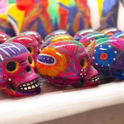 Hand-Painted Guerrero Skull | Colorful Mexican Artisan Statue -Pottery And Glassware hand painted guerrero skull mexican artisan
