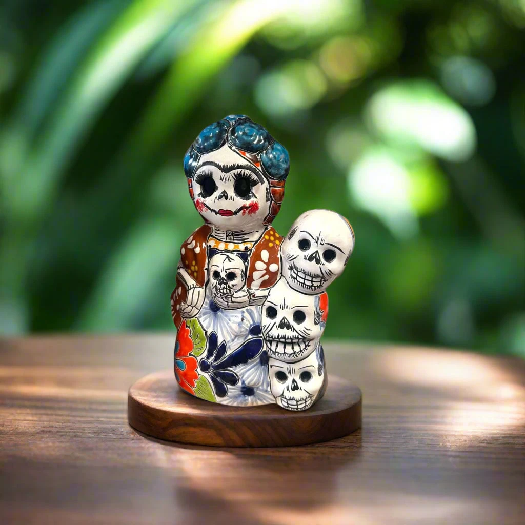 Handcrafted Talavera Frida Statue | Colorful Day Of The Dead Calavera Skull Decor 1 Handcrafted Talavera Frida Statue | Colorful Day Of The Dead Calavera Skull Decor