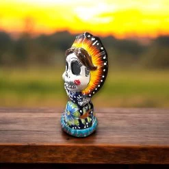Talavera Skeleton Woman | Day Of The Dead Figurine In Traditional Dress 9 Talavera Skeleton Woman | Day Of The Dead Figurine In Traditional Dress -Pottery And Glassware handcrafted talavera skeleton woman decor artisan
