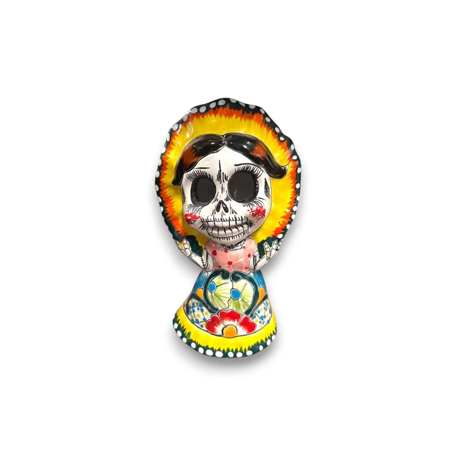 Talavera Skeleton Woman | Day Of The Dead Figurine In Traditional Dress 6 Talavera Skeleton Woman | Day Of The Dead Figurine In Traditional Dress - Image 6