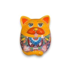 Talavera Cat Planter | Handcrafted Fat Cat Ceramic Pot -Pottery And Glassware handcrafted talavera cat planter ceramic