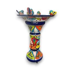 Handmade Talavera Bird Bath Fountain | Mexican Ceramic Art -Pottery And Glassware handmade talavera bird bath fountain