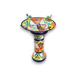 Handmade Talavera Bird Bath Fountain | Mexican Ceramic Art -Pottery And Glassware handmade talavera bird bath mexican ceramic fountain