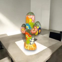 Handmade Talavera Cactus Statue | Vibrant Mexican Ceramic Art -Pottery And Glassware handmade talavera cactus statue mexican ceramic 1