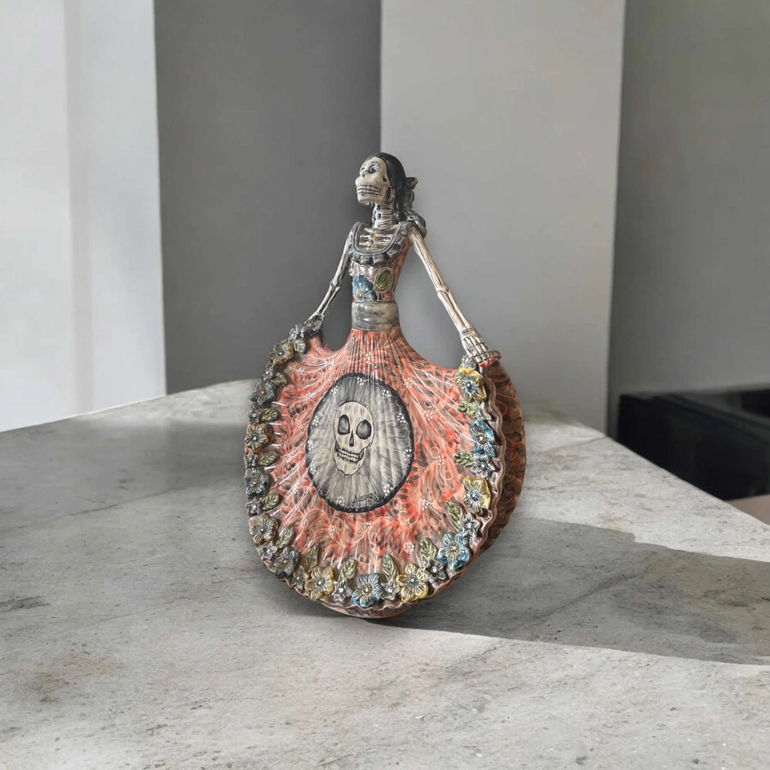 Talavera Day Of The Dead Catrina | Colorful Dress Figurine 2 Talavera Day Of The Dead Catrina | Colorful Dress Figurine - Image 2