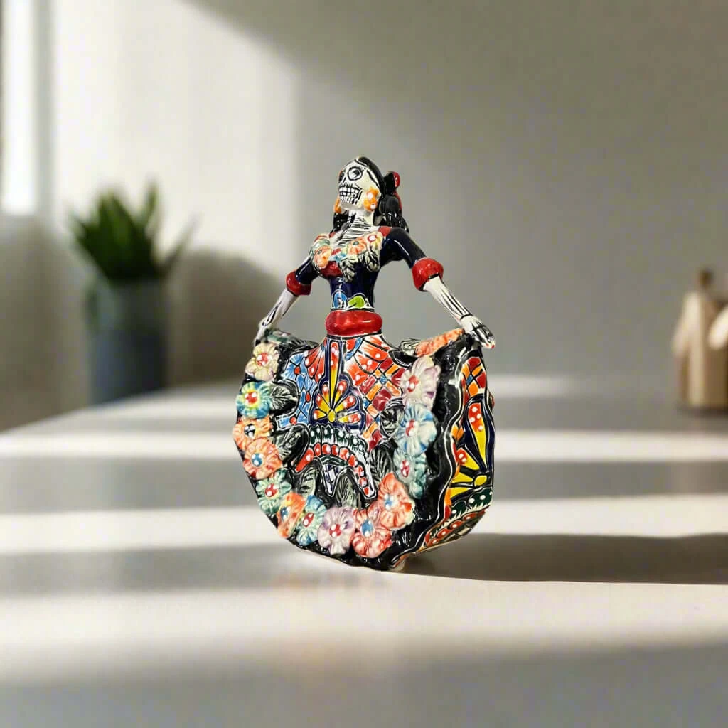 Handmade Talavera Catrina Figurine | Day Of The Dead Ceramic Art 2 Handmade Talavera Catrina Figurine | Day Of The Dead Ceramic Art - Image 2