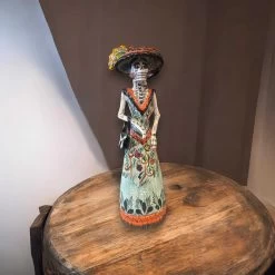 Talavera Catrina Figurine | Handmade Day Of The Dead Skeleton Art -Pottery And Glassware handmade talavera catrina skeleton figurine