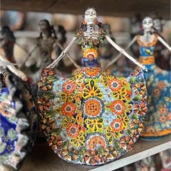 Talavera Day Of The Dead Catrina | Colorful Dress Figurine 11 Talavera Day Of The Dead Catrina | Colorful Dress Figurine -Pottery And Glassware handmade talavera day of dead catrina figurine