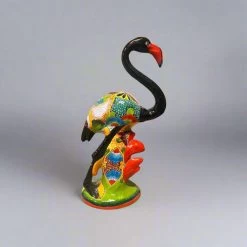 Handmade Talavera Flamingo | Vibrant Mexican Ceramic Bird Art -Pottery And Glassware handmade talavera flamingo vibrant mexican pottery