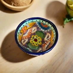 Talavera Salsa Bowl | Handmade Mexican Ceramic Sauce Dish -Pottery And Glassware handmade talavera salsa bowl vibrant ceramic