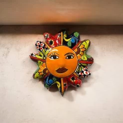 Handmade Talavera Sun Wall Art | Hand-Painted Mexican Sunflower Decor -Pottery And Glassware handmade talavera sun wall art decor