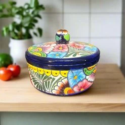 Talavera Tortilla Warmer | Hand-Painted Mexican Ceramic Dish -Pottery And Glassware handmade talavera tortilla warmer mexican kitchenware 2