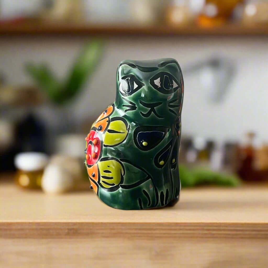 Set Of 2 Talavera Cat Statues | Small Handmade Mexican Figurines 2 Set Of 2 Talavera Cat Statues | Small Handmade Mexican Figurines - Image 2