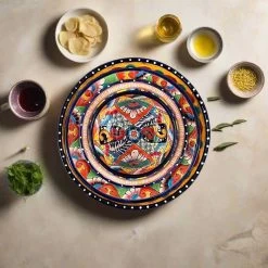 Handmade Talavera 12-Piece Dinnerware Set | Mexican Pottery For 4 -Pottery And Glassware handmade talavera 12pc mexican dinnerware set