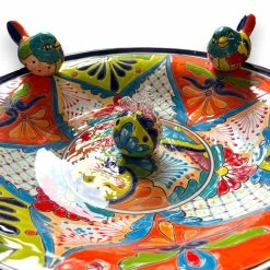 Handmade Talavera Bird Bath Fountain | Mexican Ceramic Art -Pottery And Glassware handmade talavera bird bath fountain mexican ceramic art