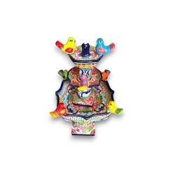 Handmade Talavera Bird Fountain | Authentic Outdoor Water Fountain (27” Tall -Pottery And Glassware handmade talavera bird fountain outdoor water feature