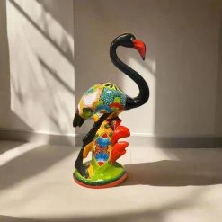 Handmade Talavera Flamingo | Vibrant Mexican Ceramic Bird Art