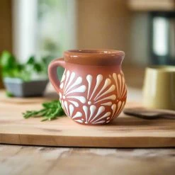 Mexican Clay Jarrito Mug | Handmade Brown Pottery Cup