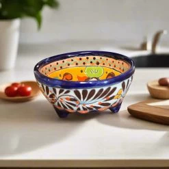 Talavera Salsa Bowl | Handmade Mexican Ceramic Sauce Dish -Pottery And Glassware handmade talavera salsa bowl mexican ceramic