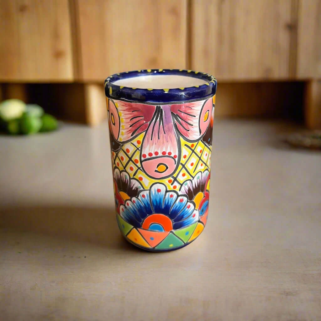 Talavera Tumbler Cup | Hand-Painted Mexican Ceramic Glass 3 Talavera Tumbler Cup | Hand-Painted Mexican Ceramic Glass - Image 3