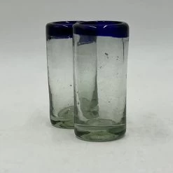 Hand Blown Mexican Shot Glass | Blue Rim Double Shot Glass Set -Pottery And Glassware il 1140xN.4938504632 2lgm