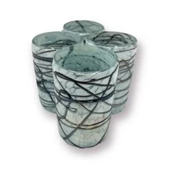 Hand-Blown Mexican Drinking Glass | Exquisite White And Brown Design -Pottery And Glassware il 1140xN.4938528736 axqb