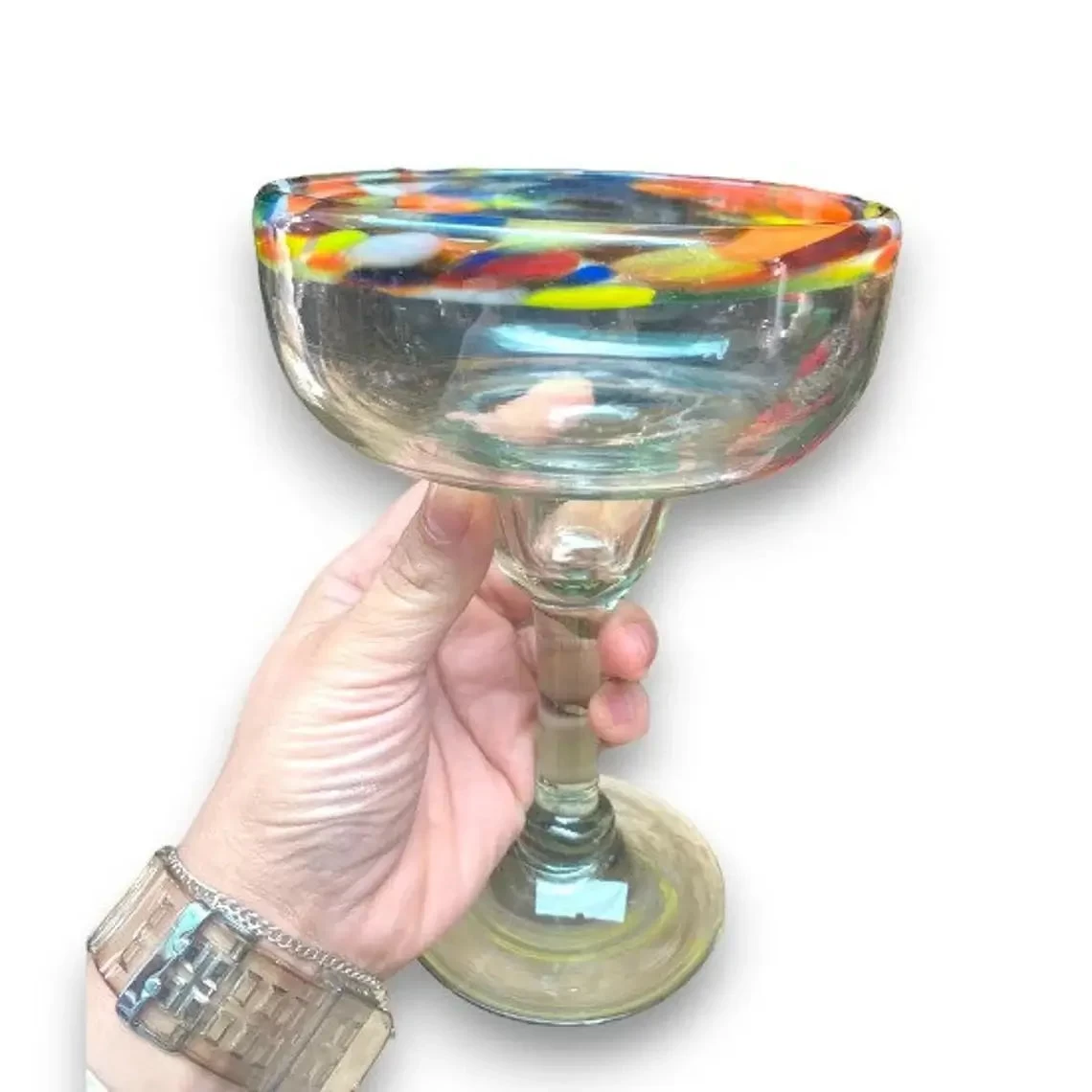 Hand-Blown Colorful Margarita Glass | Confetti Rim 2 Hand-Blown Colorful Margarita Glass | Confetti Rim - Image 2