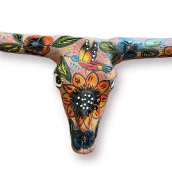 Talavera Longhorn Skull | Handmade Mexican Bull Wall Art -Pottery And Glassware il fullxfull.4938519466 l9wp