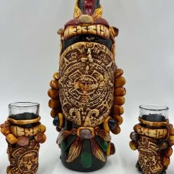 Aztec Warrior Tequila Set | Handmade Mexican Shot Glass & Decanter Set -Pottery And Glassware il fullxfull.4938541944 mp4x