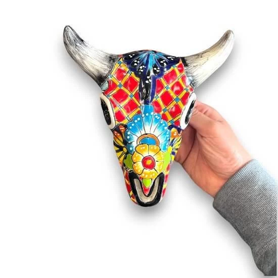 Talavera Bull Skull Wall Decor | Handmade Mexican Longhorn Art 3 Talavera Bull Skull Wall Decor | Handmade Mexican Longhorn Art - Image 3