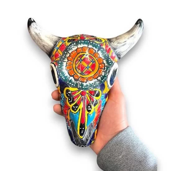 Talavera Bull Skull Wall Decor | Handmade Mexican Longhorn Art 5 Talavera Bull Skull Wall Decor | Handmade Mexican Longhorn Art - Image 5