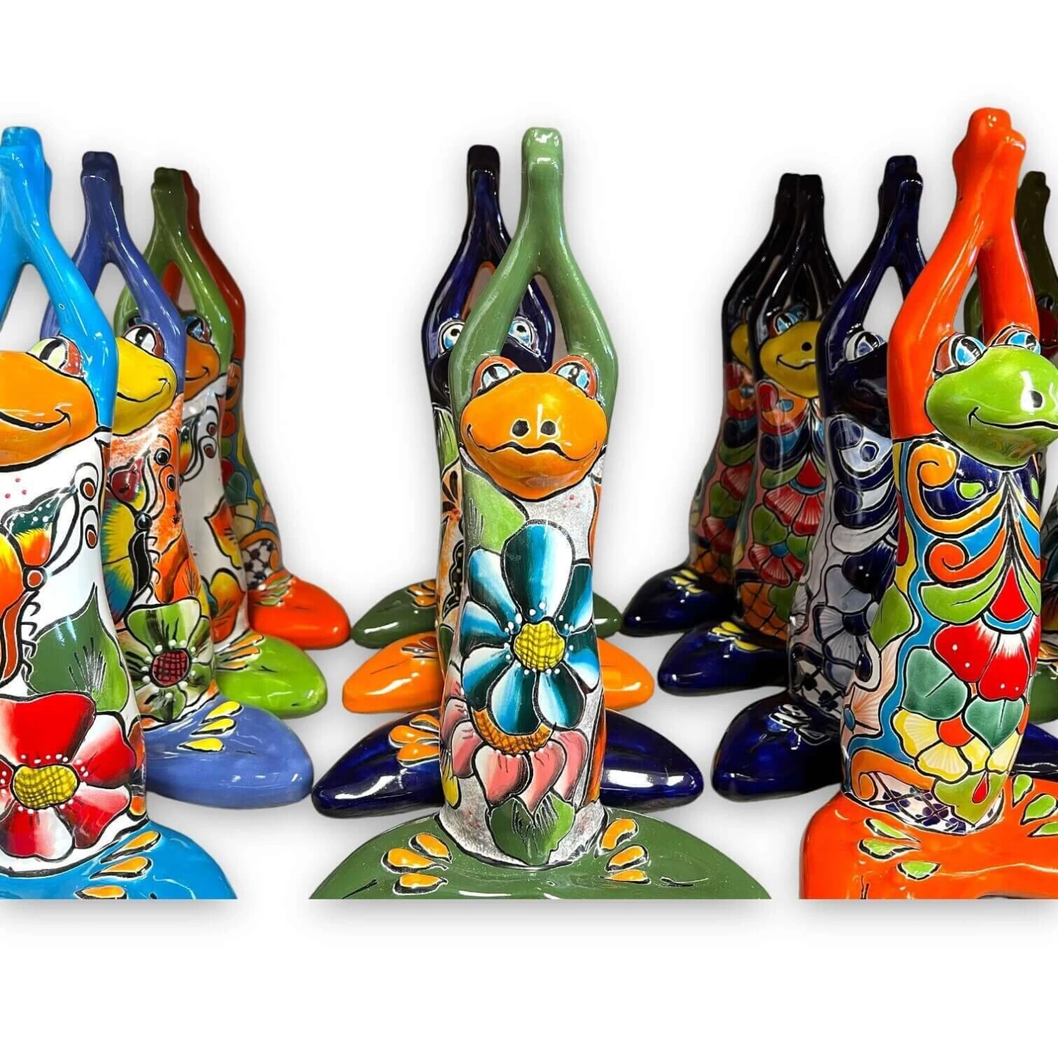 Colorful Hand Painted Talavera Frog Statue | Large Mexican Art Decor 2 Colorful Hand Painted Talavera Frog Statue | Large Mexican Art Decor - Image 2