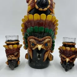 Aztec Warrior Tequila Set | Handmade Mexican Shot Glass & Decanter Set -Pottery And Glassware il fullxfull.4986803671 ak9r