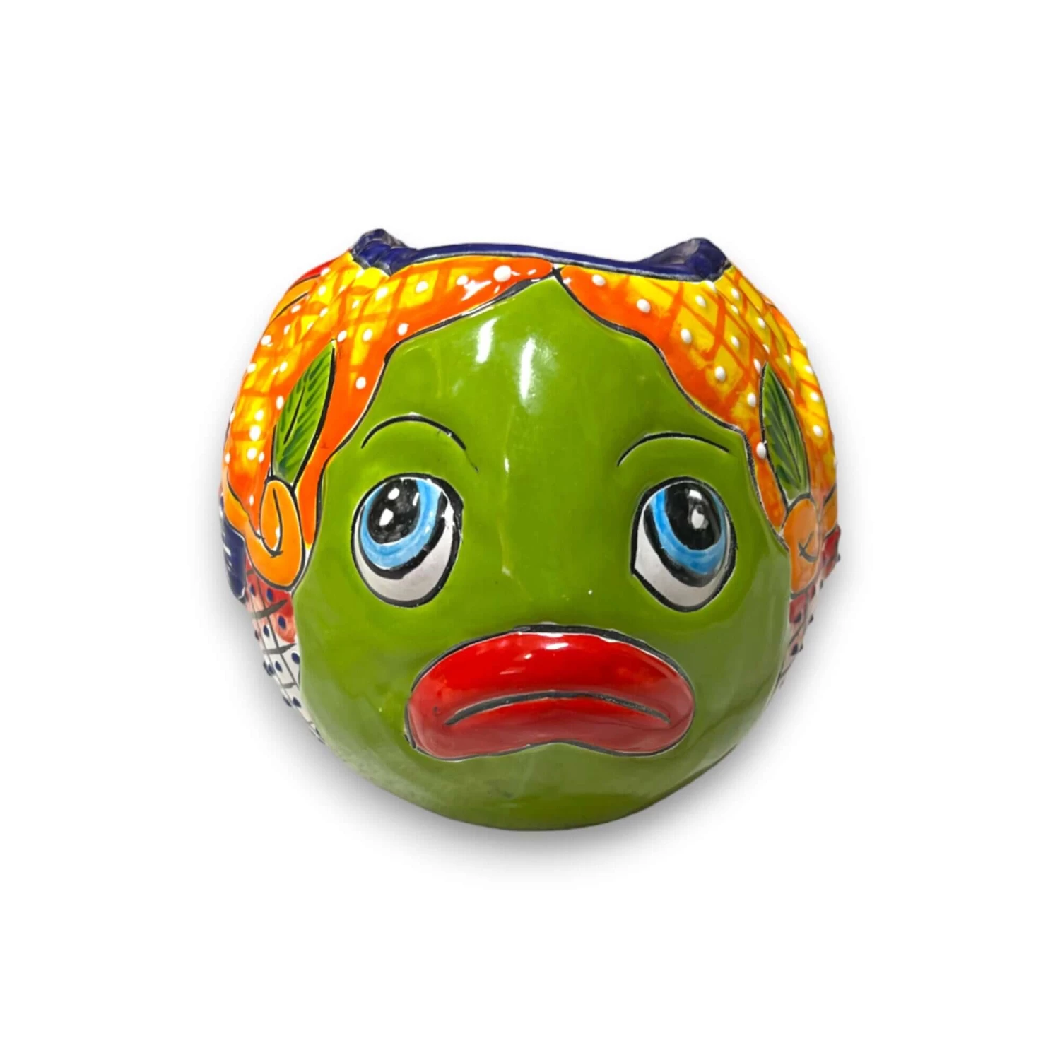 Small Talavera Fish Planter | Colorful Hand-Painted Mexican Statue Pottery 4 Small Talavera Fish Planter | Colorful Hand-Painted Mexican Statue Pottery - Image 4